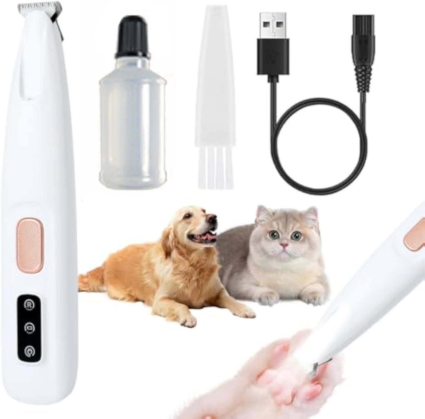 Dog Paw Trimmer Electric Dog Trimmer For Paws Pet Paws Trimmer With Led Light Rechargeable Low Noise Pet Trimmer Hair Clipper