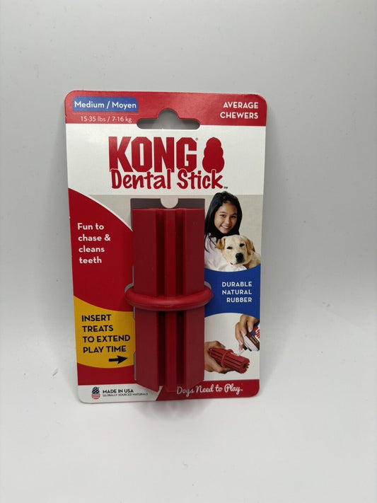 KONG Dental Stick Medium Treat Stuffable Teeth Cleaning Dog Chew Toy