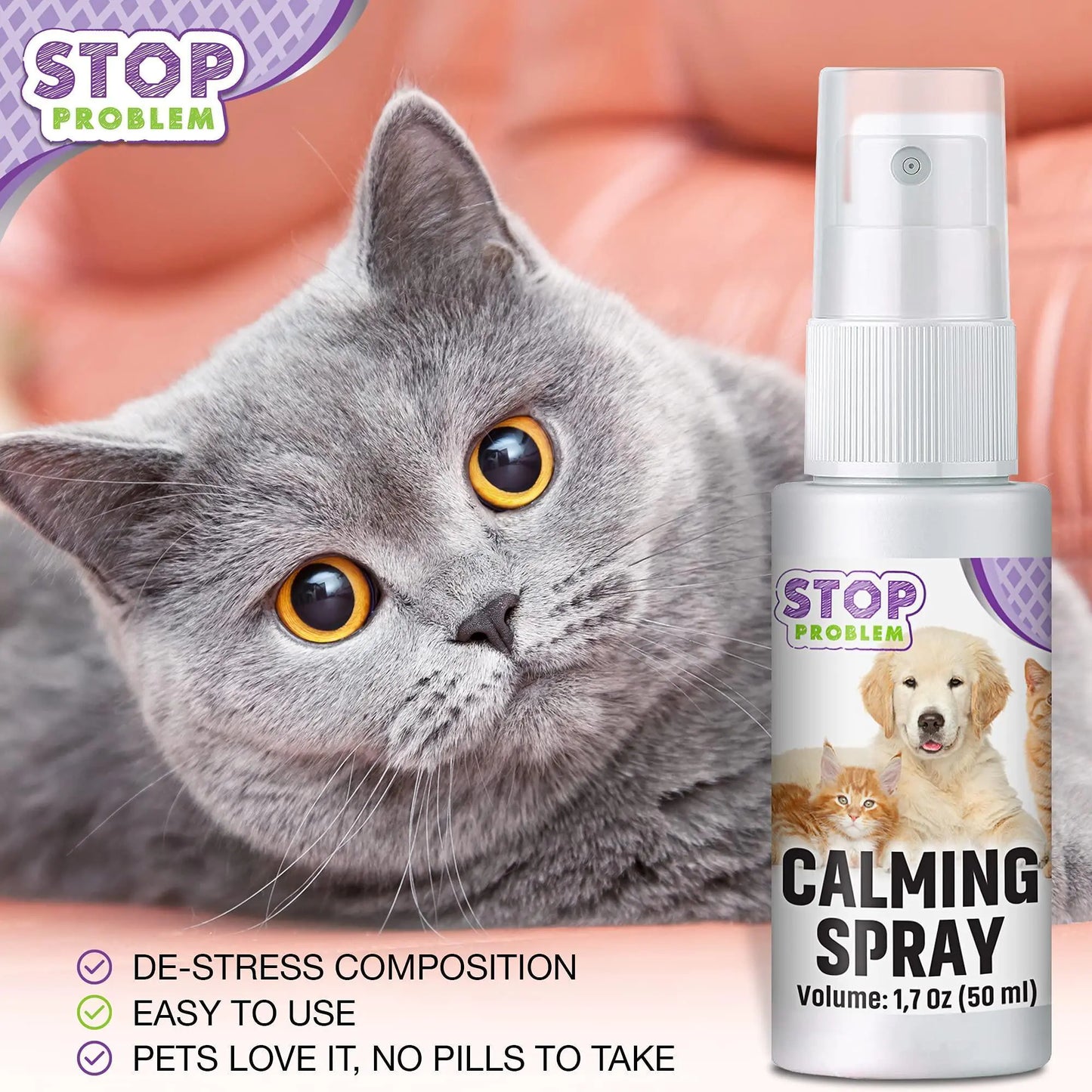 Calming Pheromone Spray Scratch Repellent for Cats Relief Stress Fighting Hiding