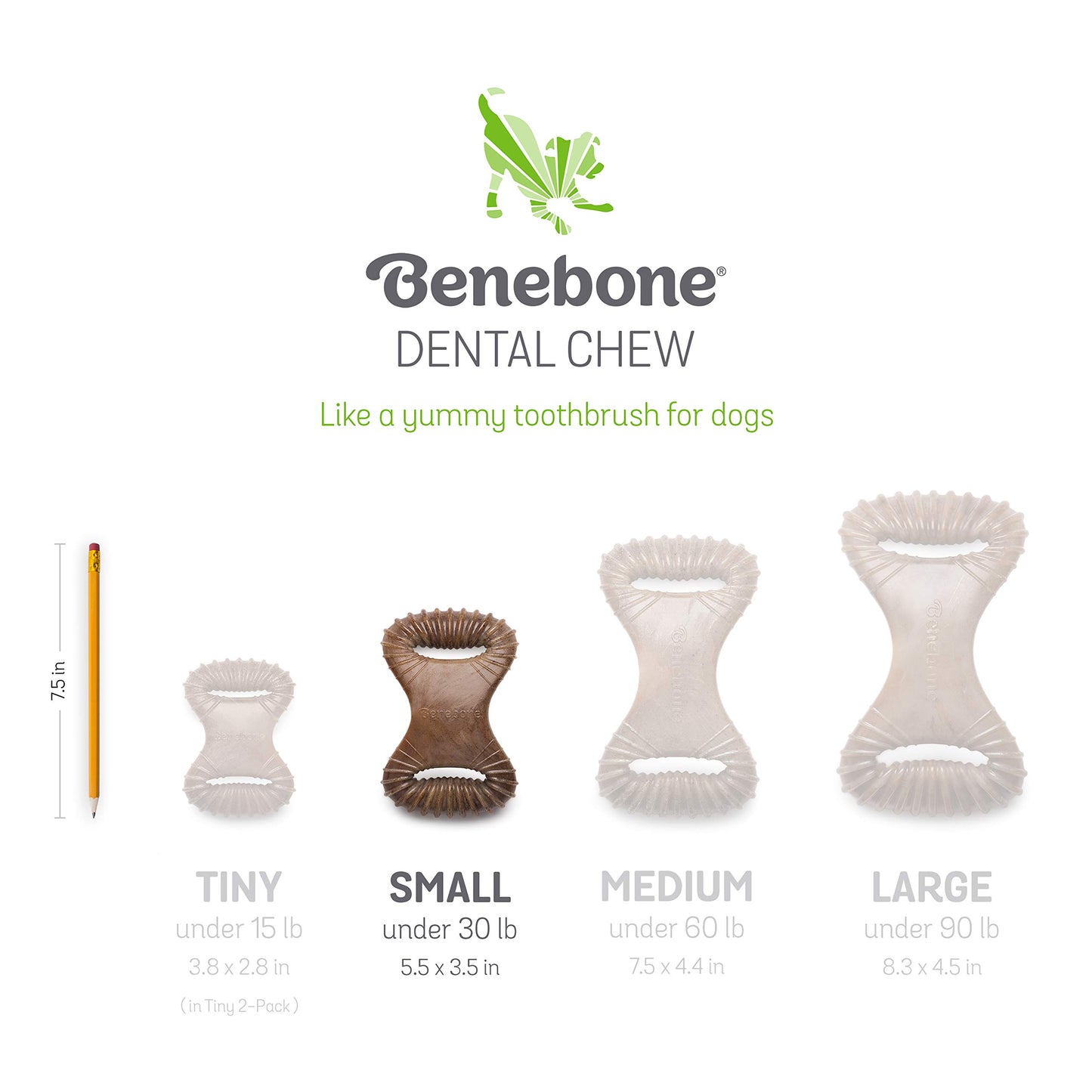 Benebone Dental Durable Dog Chew Toy for Aggressive Chewers, Real Peanut, Made in USA, Small