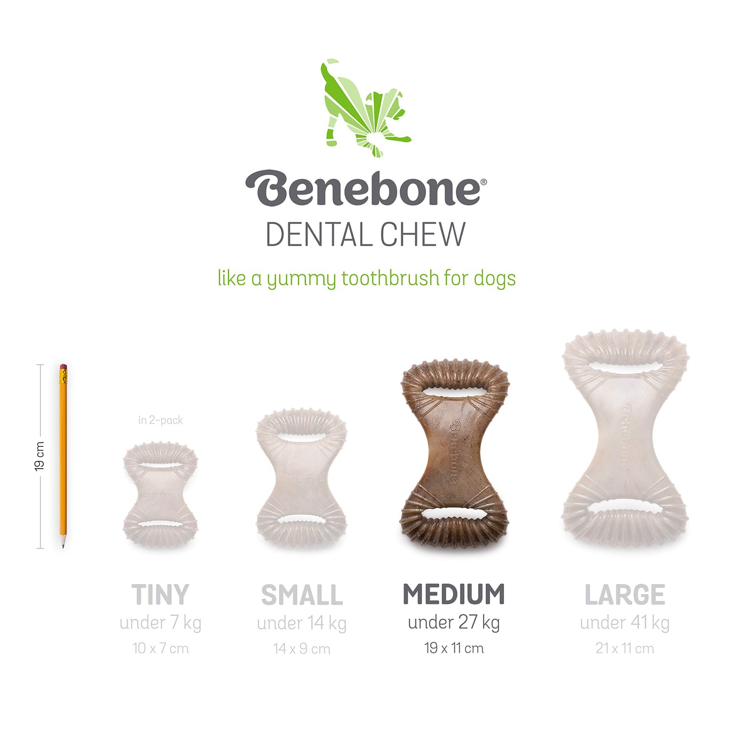 Benebone Dental Durable Dog Chew Toy for Aggressive Chewers, Real Peanut, Made in USA, Medium