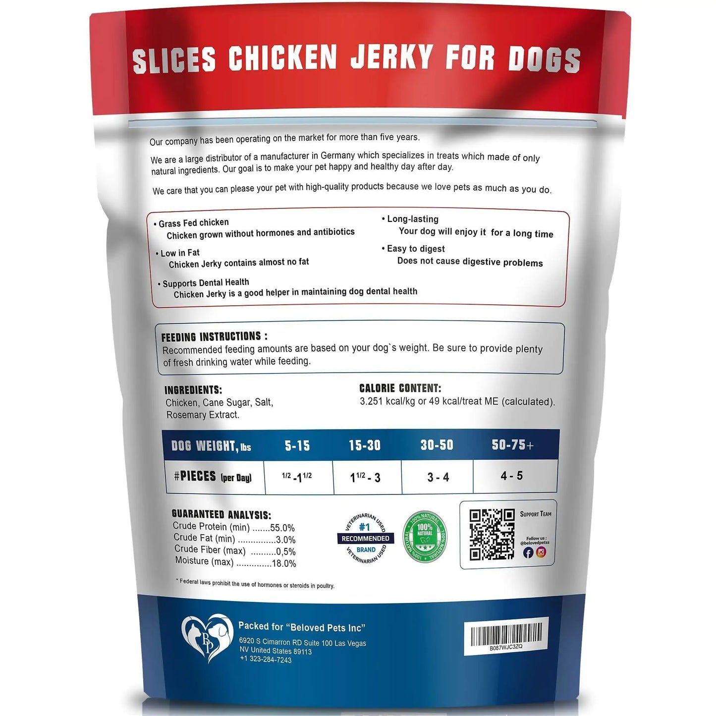 Chicken Jerky Dog Treats 1.5 Lb Human Grade Pet Snacks Grain Free Organic Meat